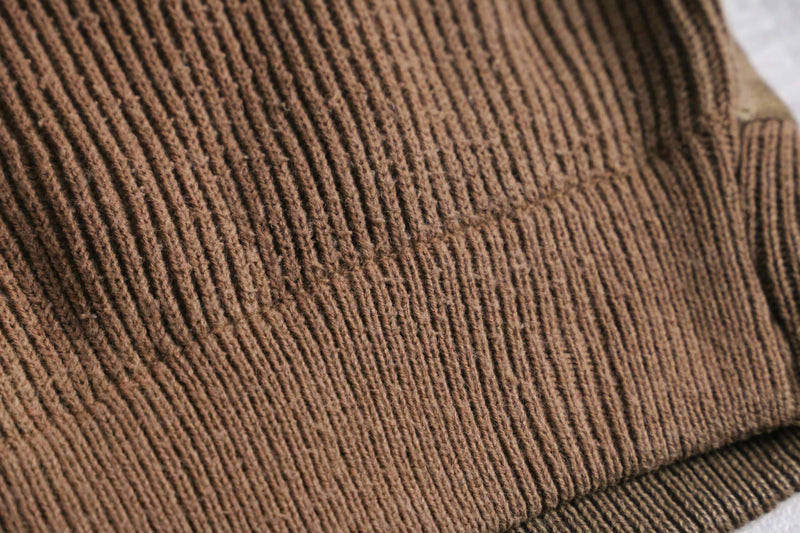 milk brown color suede leather × knit jacket