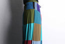 multi color patchwork wide flare easy pants