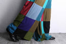 multi color patchwork wide flare easy pants