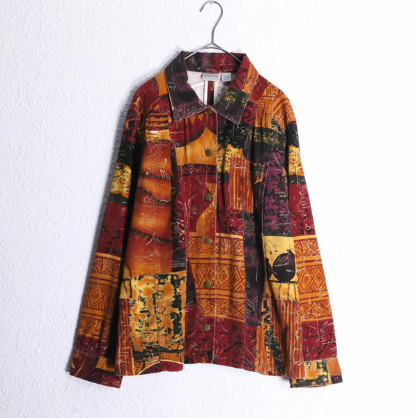 “CHICO’S” mulch switch pattern corduroy tracker jacket