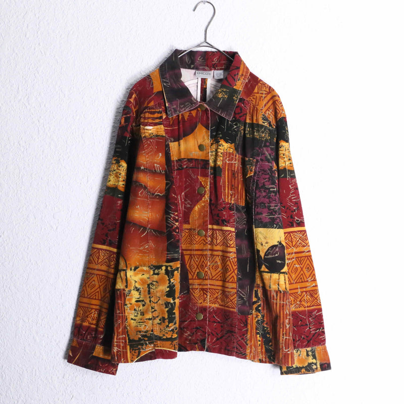 “CHICO’S” mulch switch pattern corduroy tracker jacket