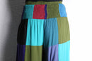 multi color patchwork wide flare easy pants