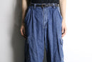 blue wide denim cargo pants