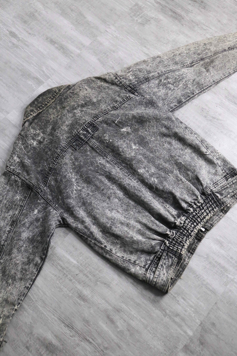 washed zip up denim jacket