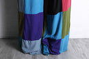 multi color patchwork wide flare easy pants