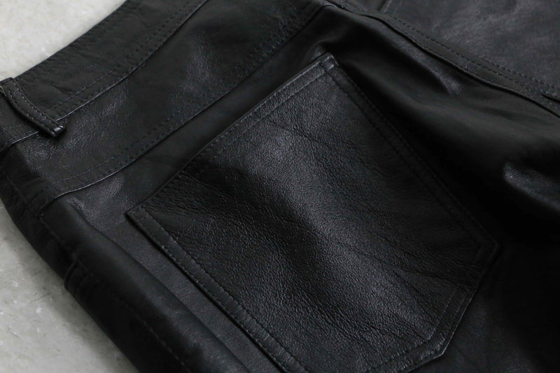 black color buggy straight leather pants