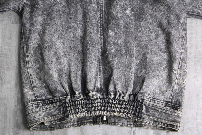 washed zip up denim jacket