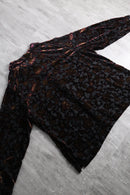 1990s botanical pattern sheer velours shirt