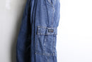 blue wide denim cargo pants