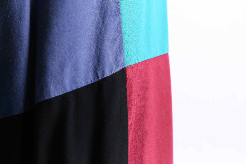 multi color patchwork wide flare easy pants