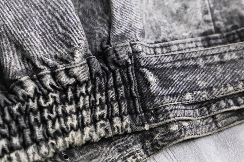 washed zip up denim jacket