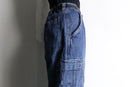blue wide denim cargo pants