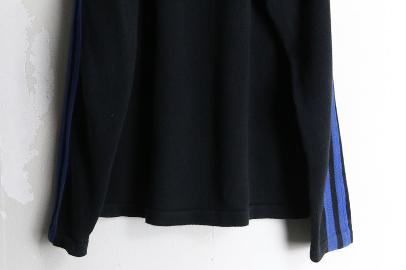 "Eddie Bauer" black×blue shoulder line half zip knit