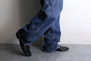 blue wide denim cargo pants
