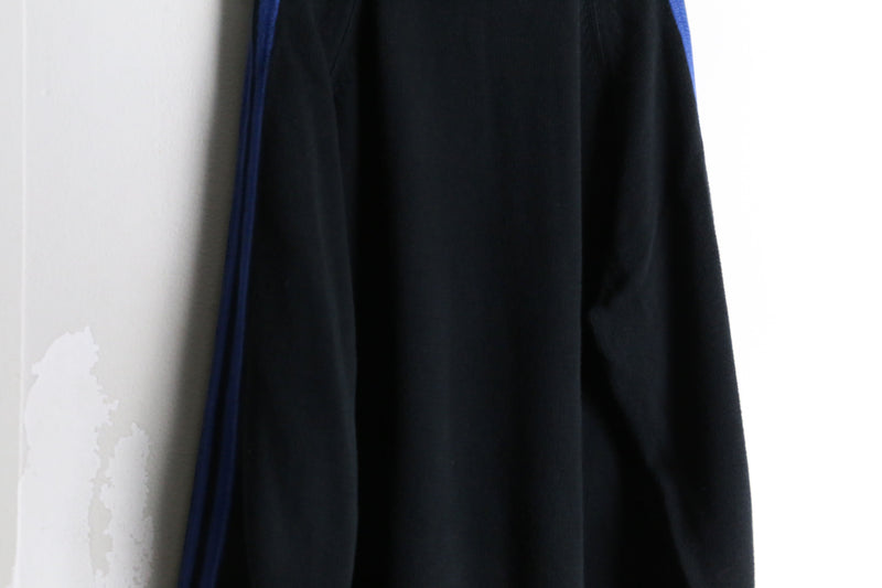 "Eddie Bauer" black×blue shoulder line half zip knit