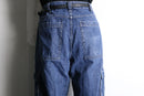 blue wide denim cargo pants