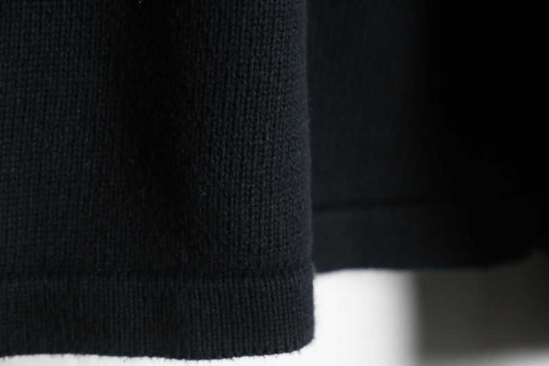 "Eddie Bauer" black×blue shoulder line half zip knit