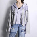 “Remake “ light color check shirt docking hoodie