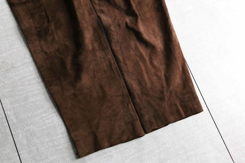 brown leather suède tapered pants