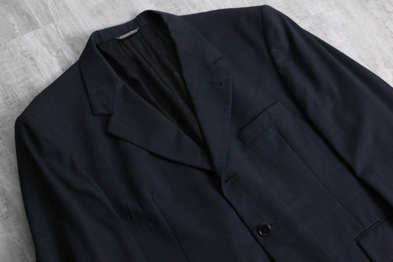 1980-90s Christian Dior windowpane check 3B single tailored jacket