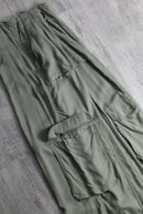 2000s rayon-linen wide baggy cargo pants