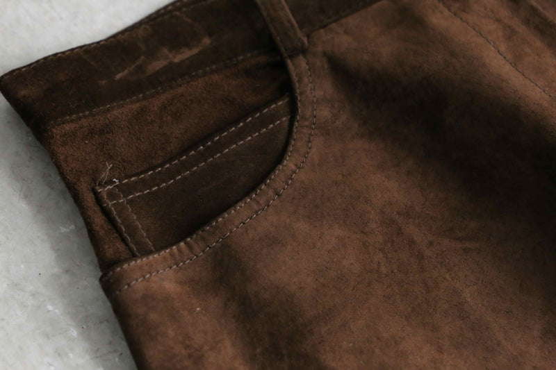 brown leather suède tapered pants