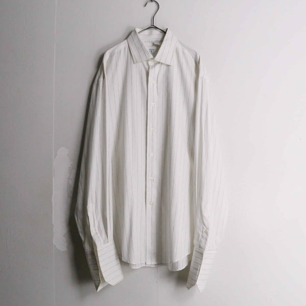 "VALENTINO UOMO" white color stripe design double cuffs shirt