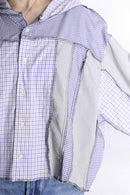 “Remake “ light color check shirt docking hoodie