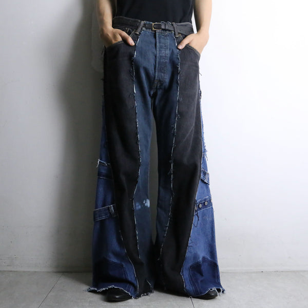 "Re:make" 3 docking side belt buggy denim pants