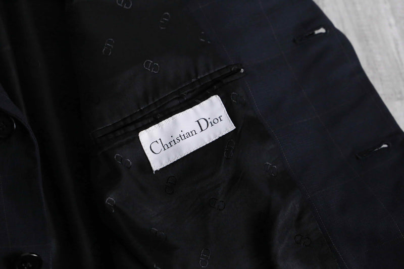 1980-90s Christian Dior windowpane check 3B single tailored jacket