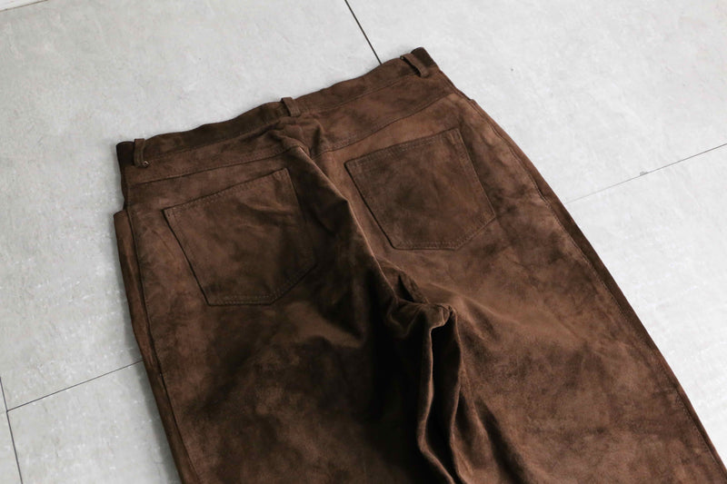 brown leather suède tapered pants