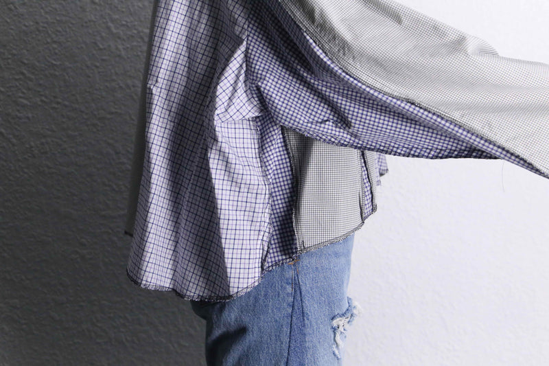 “Remake “ light color check shirt docking hoodie