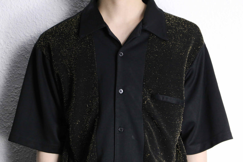 side lamé  design black open color shirt
