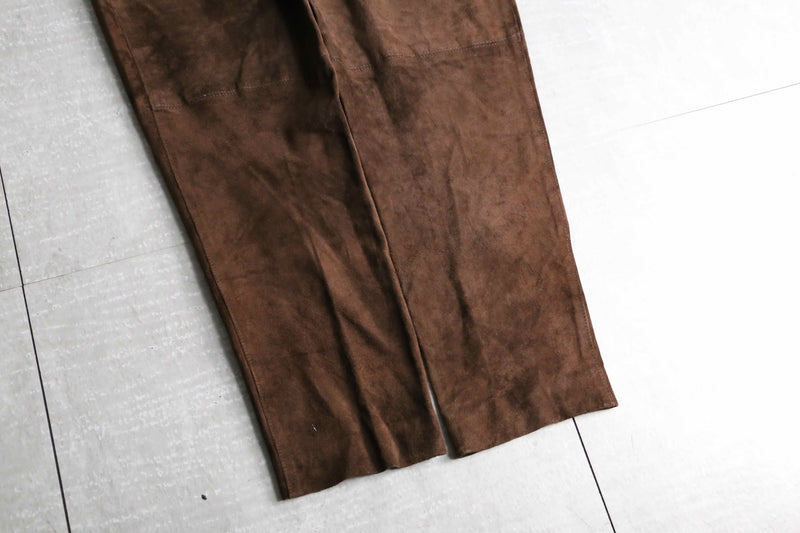 brown leather suède tapered pants