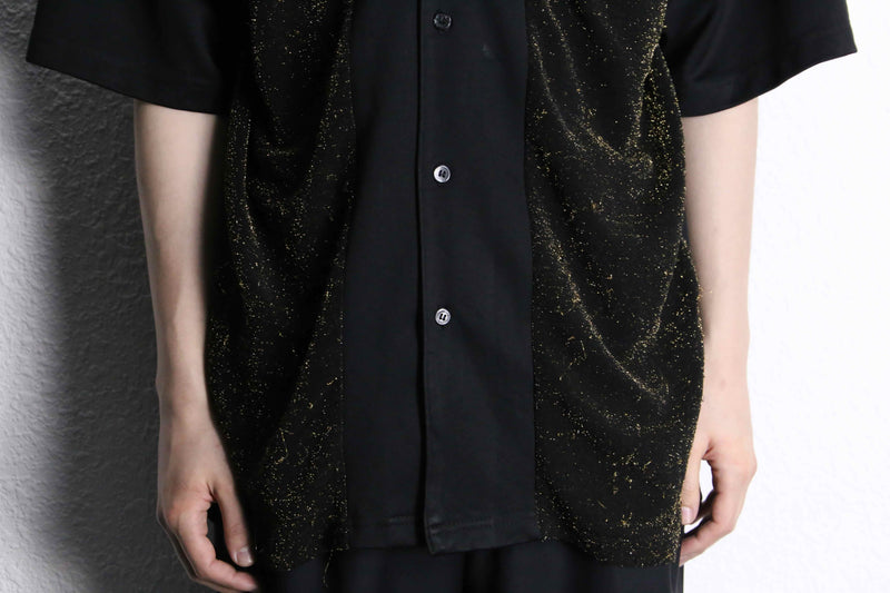 side lamé  design black open color shirt