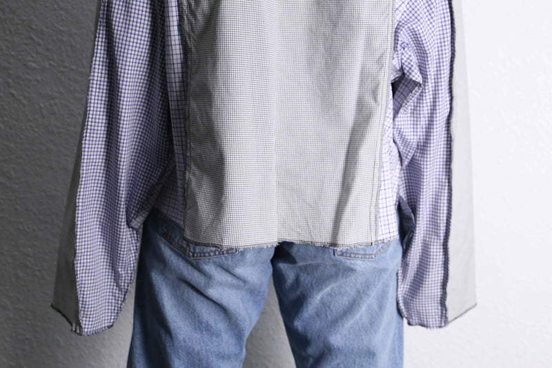 “Remake “ light color check shirt docking hoodie