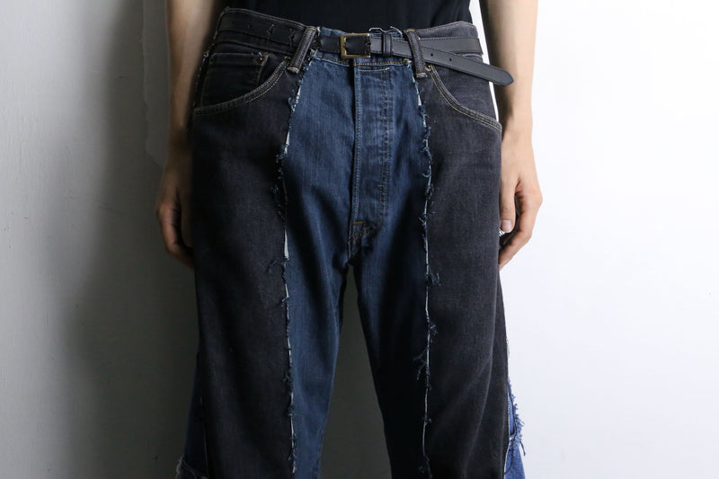 "Re:make" 3 docking side belt buggy denim pants