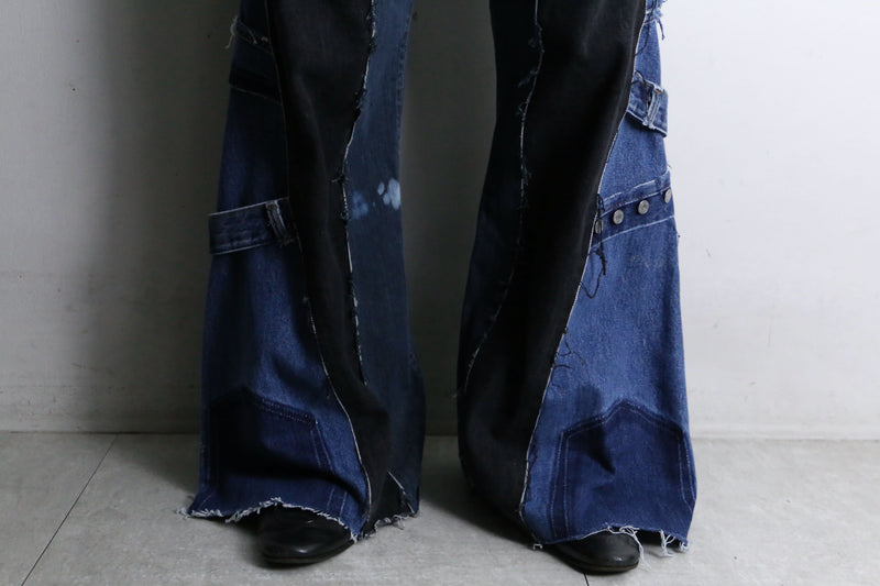 "Re:make" 3 docking side belt buggy denim pants