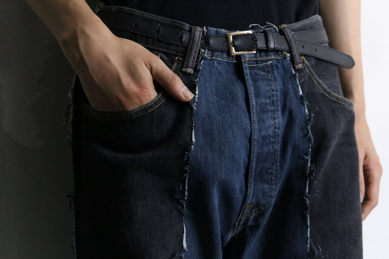 "Re:make" 3 docking side belt buggy denim pants