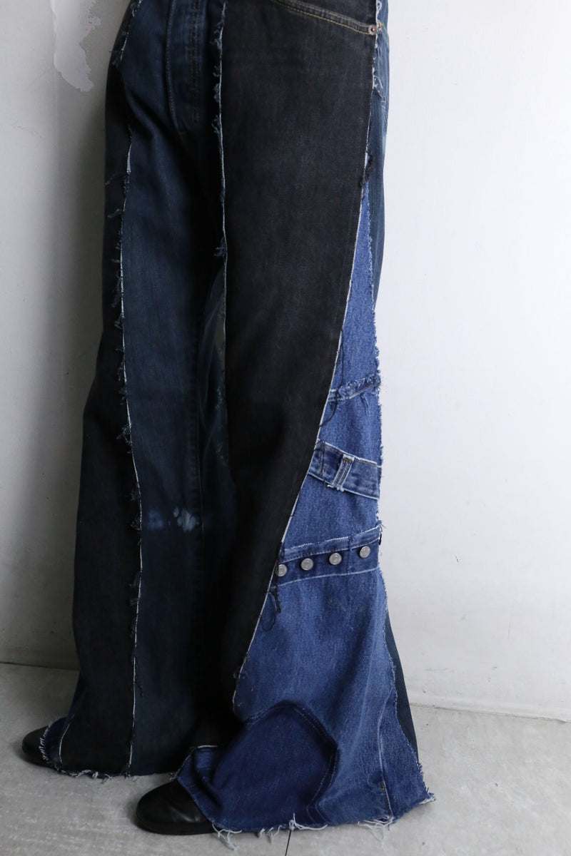 "Re:make" 3 docking side belt buggy denim pants