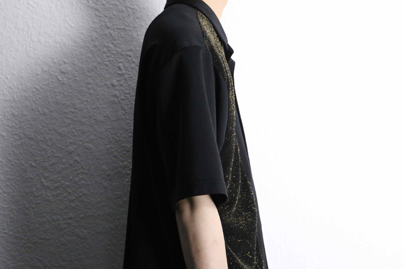 side lamé  design black open color shirt