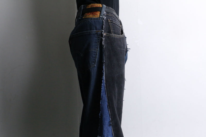 "Re:make" 3 docking side belt buggy denim pants