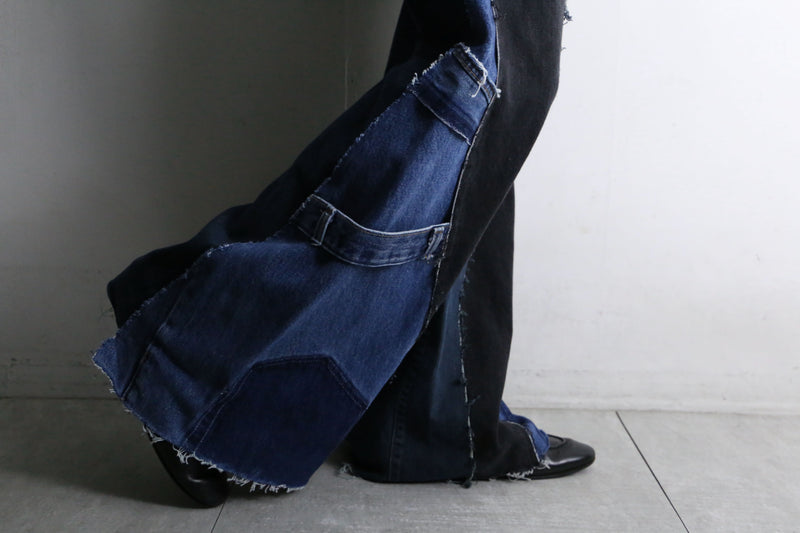 "Re:make" 3 docking side belt buggy denim pants