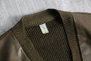 1980-90s leather front panel knit cardigan