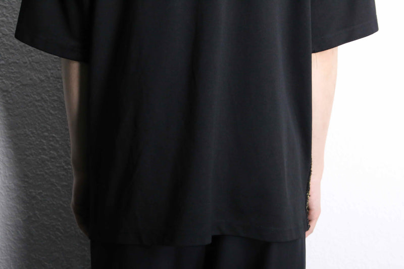 side lamé  design black open color shirt