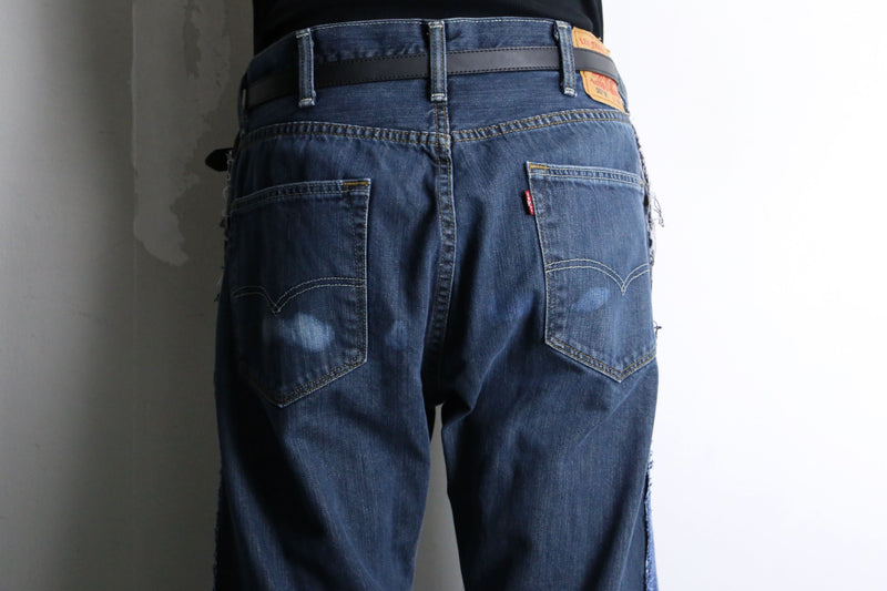 "Re:make" 3 docking side belt buggy denim pants