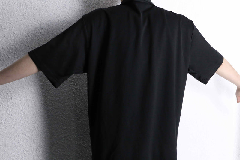 side lamé  design black open color shirt