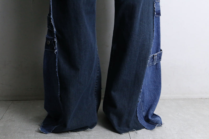 "Re:make" 3 docking side belt buggy denim pants