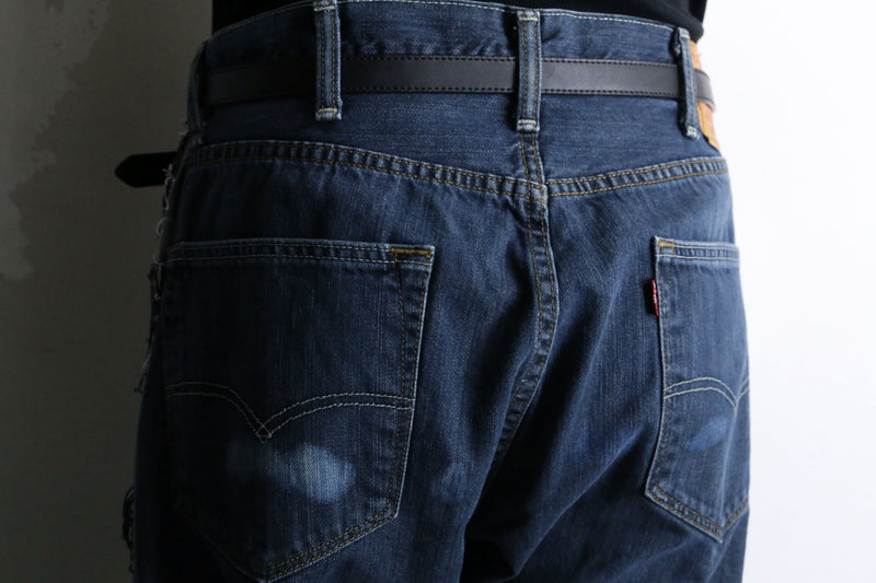 "Re:make" 3 docking side belt buggy denim pants