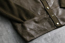 1980-90s leather front panel knit cardigan